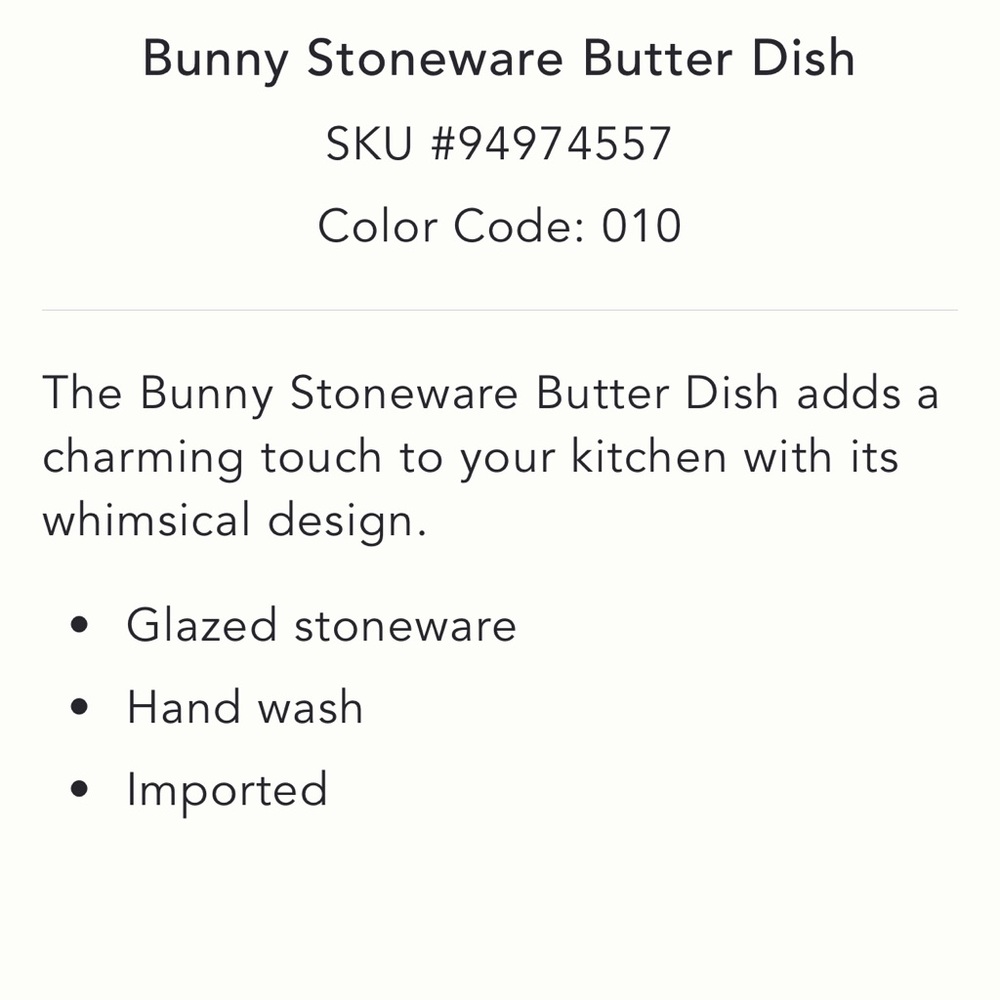 Anthropologie NWT Bunny Butter Dish w/ Gold Bunny Accent Ceramic Easter Spring - Picture 3 of 7